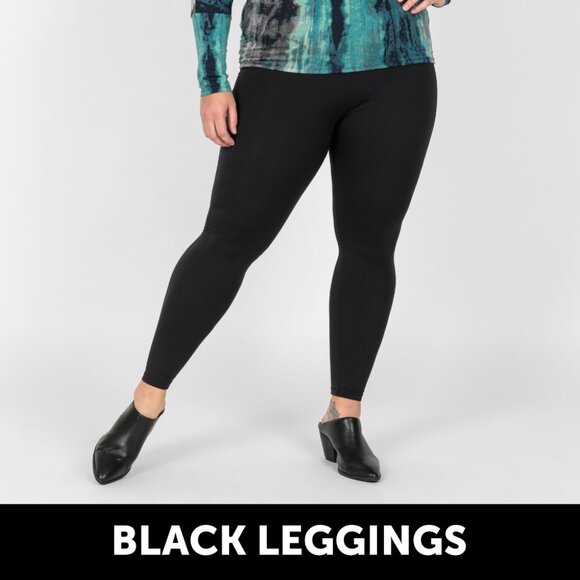 COPY - Two pack OS LuLaRoe One Size Leggings Solid Black 2 pack bundle - Picture 2 of 6